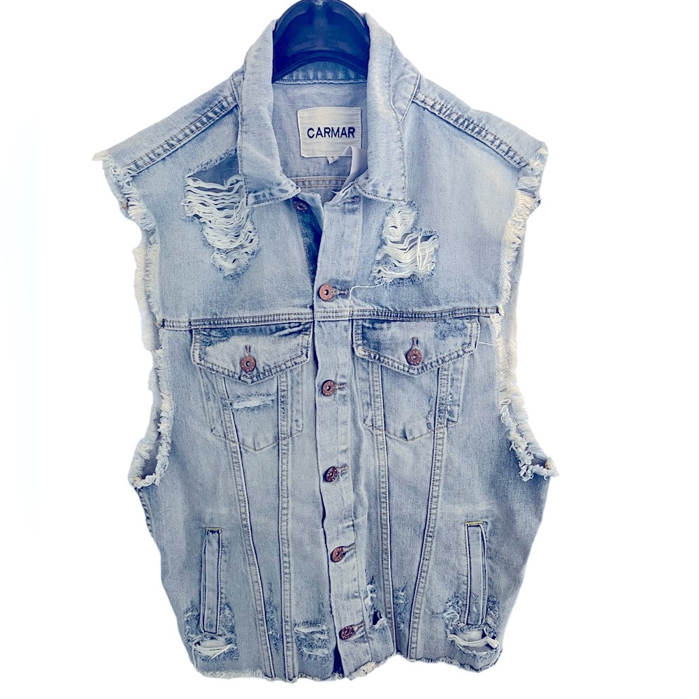 LF Carmar distressed denim vest